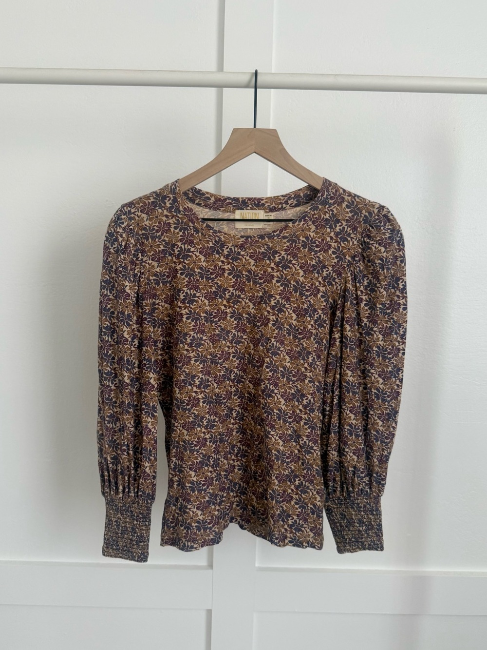 Nation LTD Floral Long Puff Sleeve Top